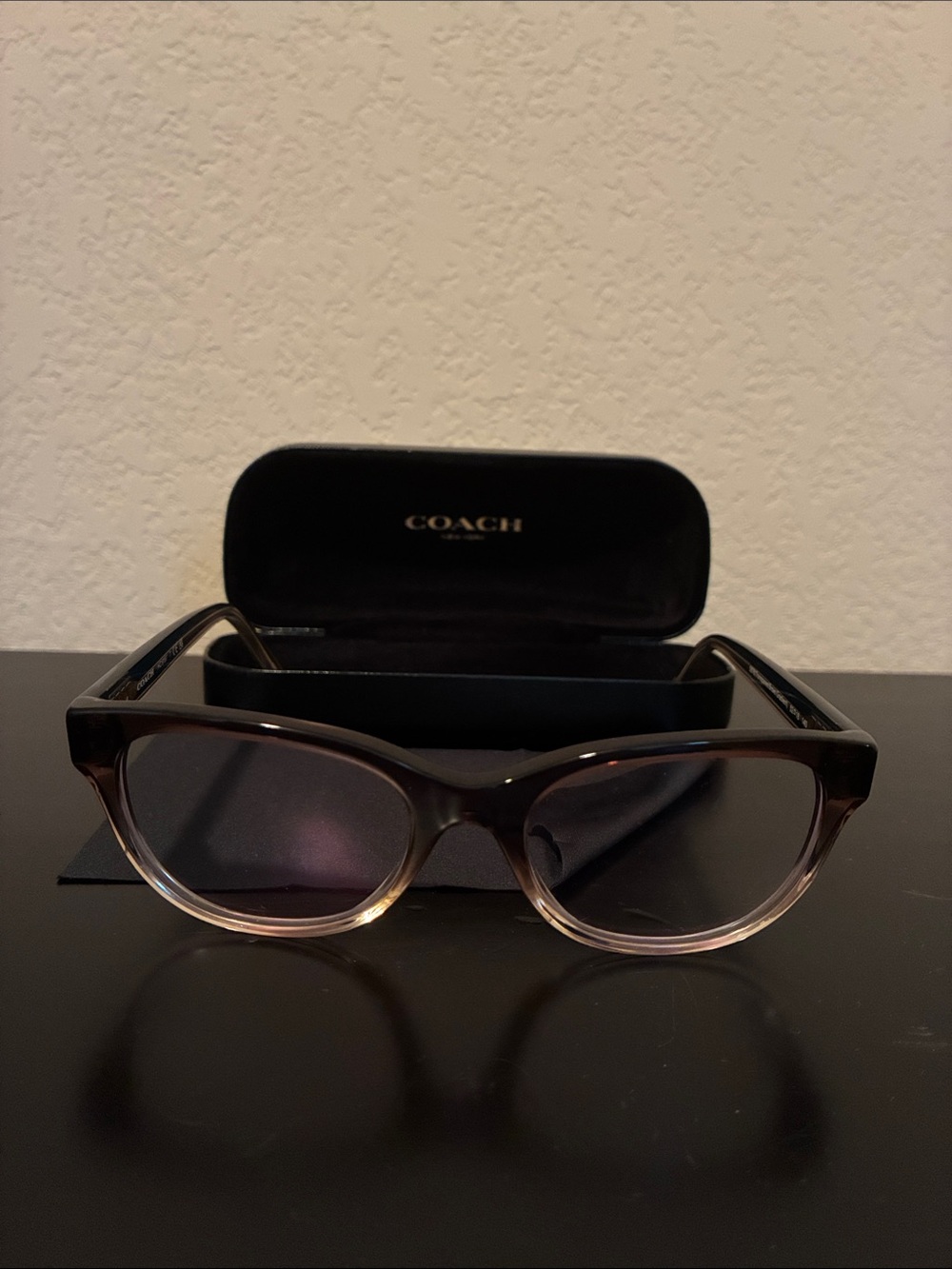 COACH Two-Tone Brown to Clear Cat-Eye Sunglasses